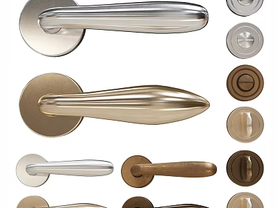 Versatile Metal Door Handles In Multiple Styles And Colors For Interior Design 3d model