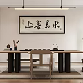 Modern Reception Area Interior With Marble Wall Reception Desk Hanging Lights And Plant