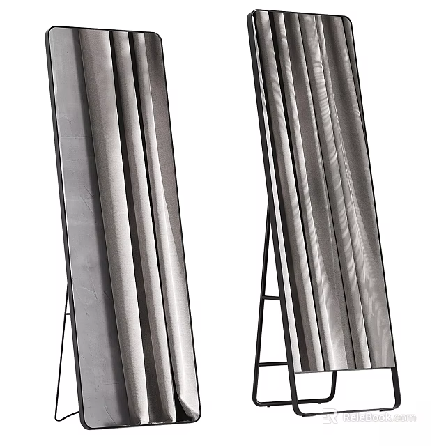 Elegant Modern Full Length Mirror With Metal Frame And Gray Textured Surface 3d model