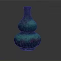 Carved Gourd Shaped Sculptural Vase Featuring Teal And Purple Gradient Design
