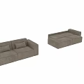 Light Brown Modular Double Sofa With Comfortable Fabric Material And Sectional Design 3d model