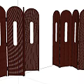 Wooden Folding Room Divider With Arched Top Three Panel Cutout Design 3d model