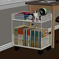White Multi Layer Storage Cart With Wheels Books Alarm Clock Fan And Dolls