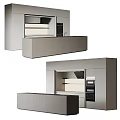 Modern Kitchen Interior With Gray Island Counter White Cabinets And Built In Appliances