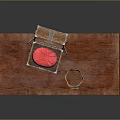 Rustic Wooden Long Table With Open Box Pink Items And Small Bowl
