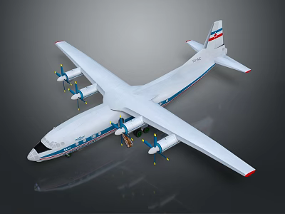 Large Modern Passenger Plane With White Body Blue Red Accents Four Engines And Wide Wings 3d model