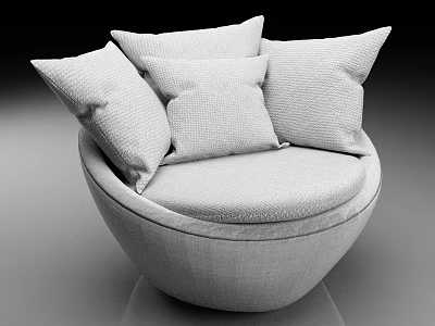 Modern Minimalist Single Sofa With Round Design And Multiple Fabric Cushions 3d model
