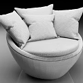 Modern Minimalist Single Sofa With Round Design And Multiple Fabric Cushions