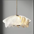 Elegant Modern White Petal Shaped Chandelier With Softly Illuminated Delicate Blades