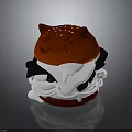 Cartoon Themed Burger Featuring Top Bun Ear Decorations Sesame Seeds White Sauce And Black Layers