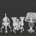 Classical Black Lighting Combination With Crystal Chandelier Wall Lamp And Table Lamp