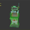 Sci Fi Robot Character With Screen Antenna And Blue Mechanical Console Design