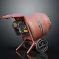 Orange Heavy Duty Cement Mixer With Black Wheels Stand And Powerful Industrial Motor