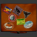 Orange Vintage Storage Box With Colorful Stickers Metal Lock And Handle