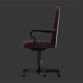 Red Leather Tufted Office Chair With Metal Armrests And Wheeled Base