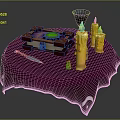 Purple Tablecloth Covered Table With Wooden Box Green Gem Lit Candles Dagger And Blue Cup