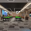 Spacious Billiard Room Interior Design With Multiple Green Pool Tables Modern Lighting And Seating Areas