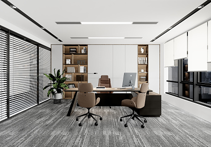 modern office general manager office desk and chair 3d model