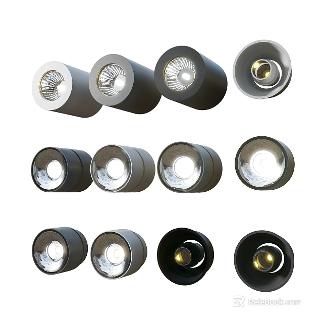 Modern Sleek Downlights and Spotlights With Various Designs And Black Silver Finish 3d model 