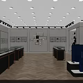 Elegant Shopping Mall Store Interior With Display Counters Shelves And Blue Suitcase 3d model