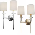 Elegant Modern Wall Sconces With White Fabric Shades And Polished Metal Bases
