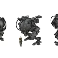 Giant Mech Game Movie Character With Small Human Pilot And Detailed Design