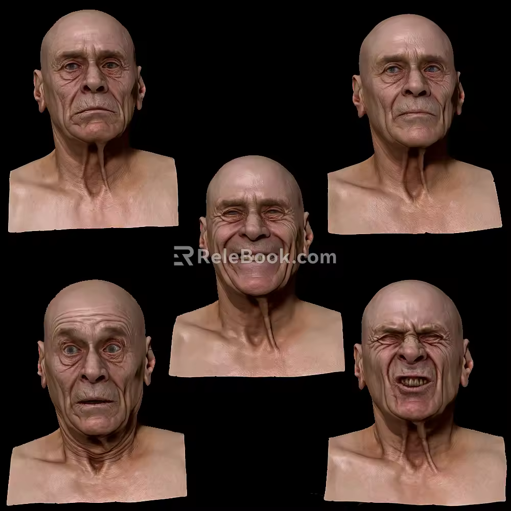 Modern man old man face avatar 3d model
