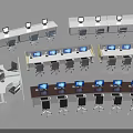 Various Styles Desk and Chair Sets With Computer Monitors On Each Desk