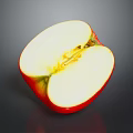 Juicy Ripe Red Apple Sliced Open Displaying White Flesh And Core