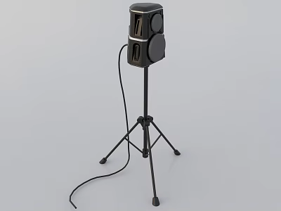 Black Speaker on Tripod Stand with Modern Design and Cable for Home Audio 3d model