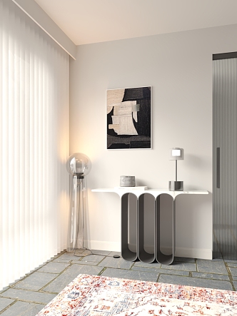 Modern Entrance Cabinet Side Cabinet Entrance Floor Lamp 3d model