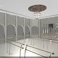 School Dance Studio With Mirrors Wooden Barres Chandelier Large Windows And White Light Colored Decor