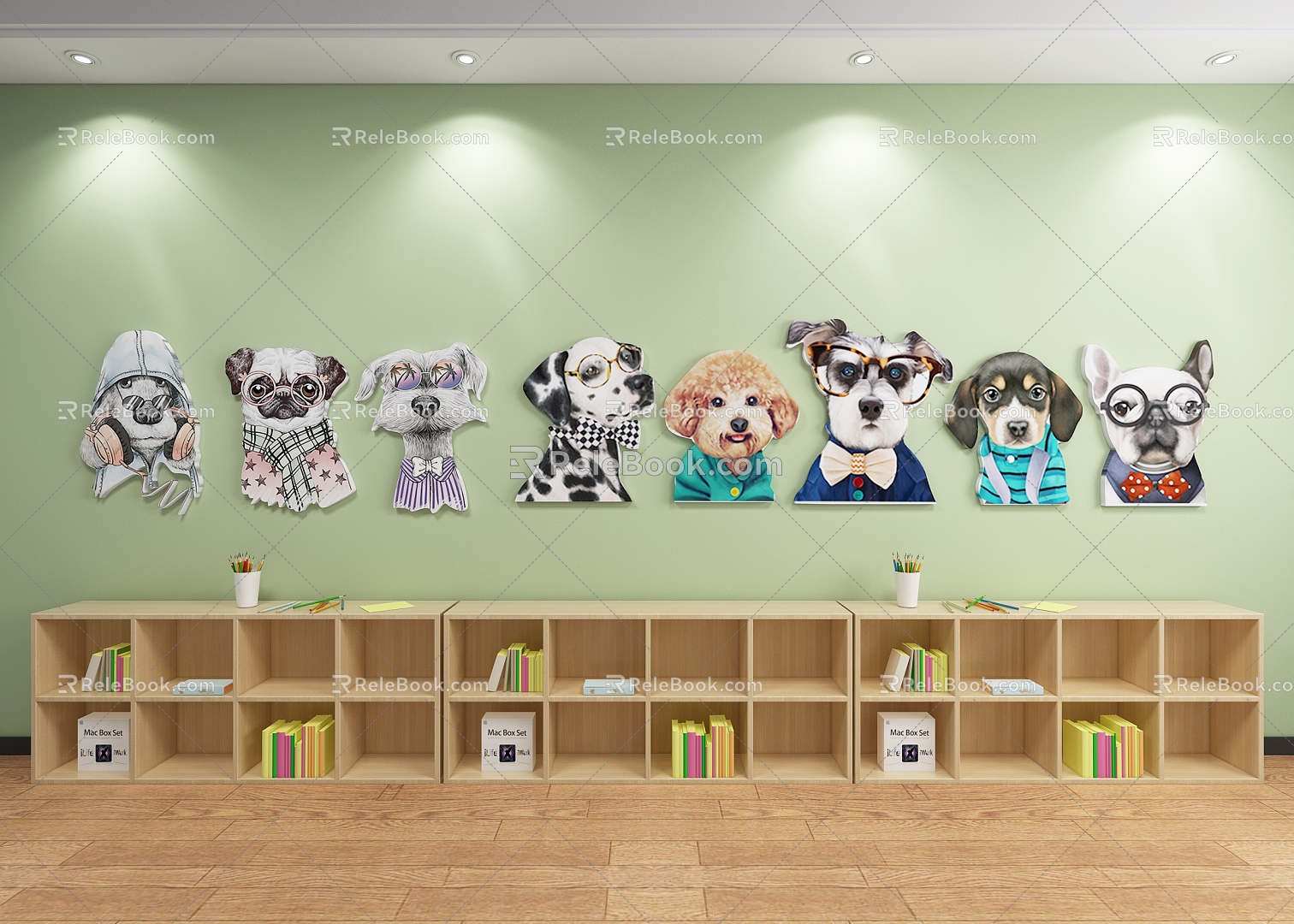 Decorative Hanger Decoration Animal Dog Background Wall Decorative Painting Children's Display model