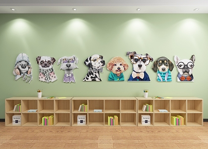 Decorative Hanger Decoration Animal Dog Background Wall Decorative Painting Children's Display 3d model