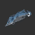 Futuristic Sci-Fi Warship With Detailed Exterior Design Weapon Systems And Armored Hull