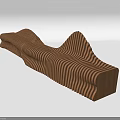 Outdoor Wooden Chair With Sculptural Wavy Striped Design For Garden Patio