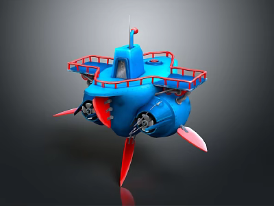 Futuristic Blue Passenger Aircraft With Red Accents And Modern 3D Floating Design Features 3d model