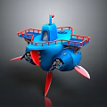 Futuristic Blue Passenger Aircraft With Red Accents And Modern 3D Floating Design Features