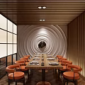 Modern Store Front Desk Design With Grid Screen Decorative Fish Art And Marble Countertop