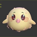 Cute White Fluffy Chick With Big Red Eyes And Soft Plush Texture 3d model