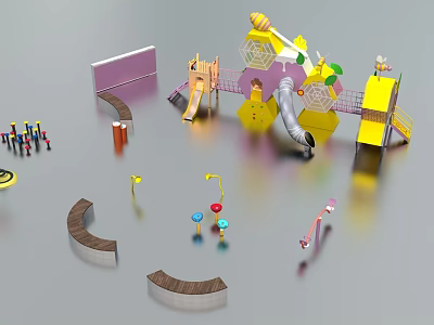 Modern amusement equipment children's play 3d model