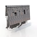 Ancient Weapon Shield Featuring Gray Metal Material Square Holes And Hanging Edges