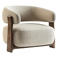 Elegant Modern Single Sofa With Beige Upholstery And Wooden Armrests Legs