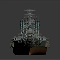 Detailed Military Battleship Model Featuring Intricate Turret And Deck Structure
