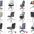 Various Office Chairs With Different Designs Colors And Styles For Workspace 3d model