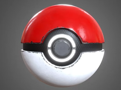 Electric Toy Pokeball With Red And White Round Design Interactive Central Button For Kids Play 3d model