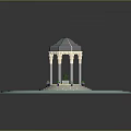 Ornate Gazebo With Columns And Domed Roof On Circular Tiled Platform