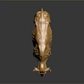Golden Metallic Bull Sculpture With 3D Effect And Dark Background Reflection