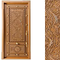 Wooden Swing Door With Intricate Carved Patterns And Classic Design Details