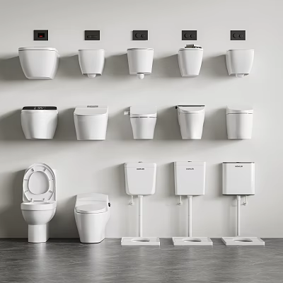 Various Modern Toilet Styles Including Wall Hung And Floor Standing Designs 3d model